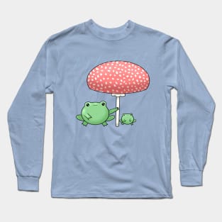 Cute Frog Hiding From The Rain Long Sleeve T-Shirt